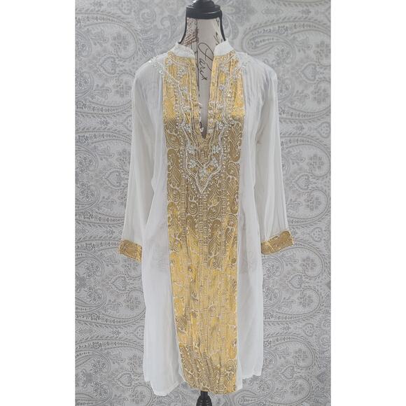 Manima Dresses & Skirts - Manima Styled in Italy Gold & Embroidered Ethnic Tunic Kurta Beautiful detailing